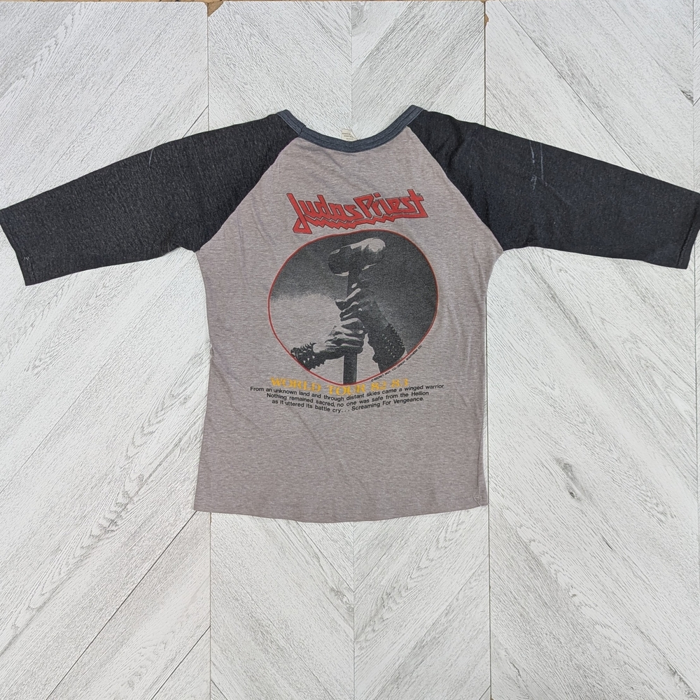 Vintage 80s Judas Priest Screaming Vengeance Tour Raglan Shirt - Picture 5 of 6